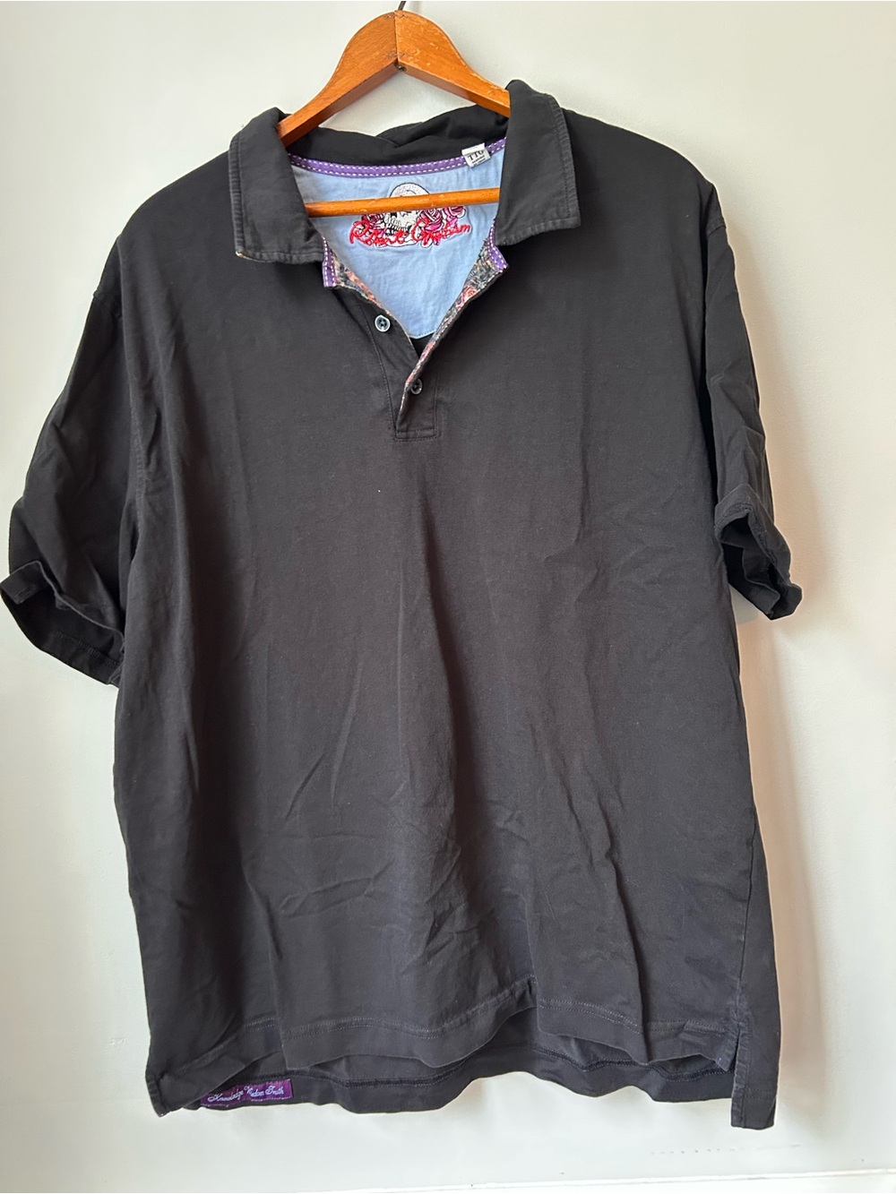 Robert Graham Black Polo Skull Print 100% Cotton Men's 2XL Classic Fit